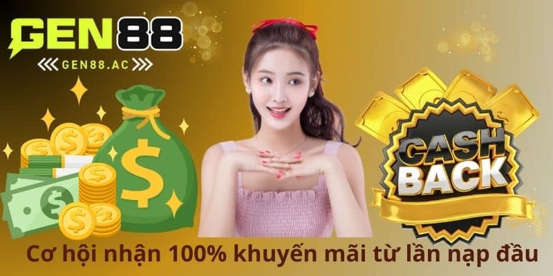 Cơ hội nhận 100% khuyến mãi từ lần nạp đầu
